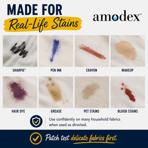 Amodex Ink & Stain Kit with Stain Remover Brushes, Removes Ink, Sharpie, Grease, Food and More, Safe and Effective on Clothes, Leather and Skin, Includes 1 Bottle and 2 Brushes - style: Stain Remover Brush Kit