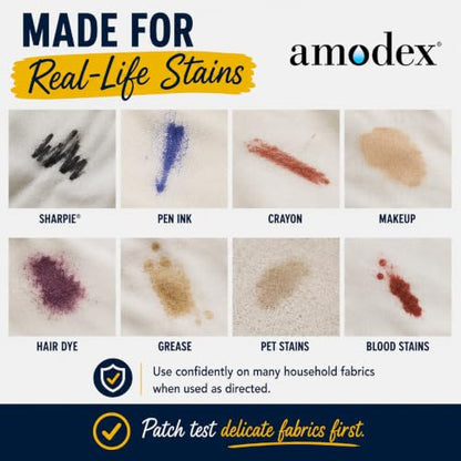 Amodex Ink & Stain Remover Arsenal, Safe and Effective on Clothes, Leather and Skin, Full Set for all your Stain Removal Needs, Includes 2 Bottles, 1 Brush, 10 Wipes - style: Stain Remover Arsenal Kit