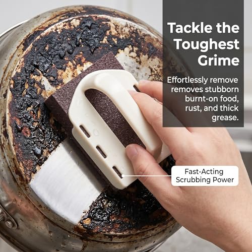 Magic Emery Cleaning Sponge,Heavy Duty Nano Sponge Eraser, Magic Carbide Cleaning Sponge for Rust & Grease Remover, Steeli Sponge Alternative, Magic Eraser Sponge for Pans(8 Sponge with Handle) - size: 8 Sponge With Handle
