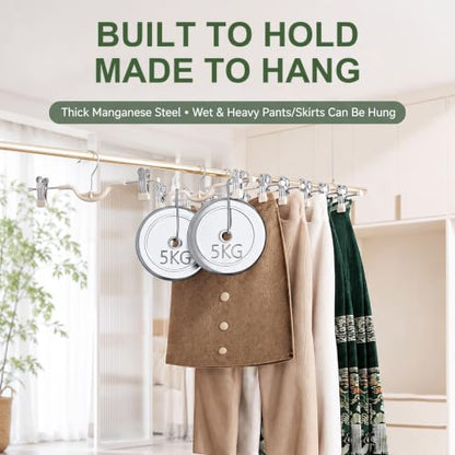 Space Saving Pants Hangers with Clips for Skirts, 10 Pack - color: White