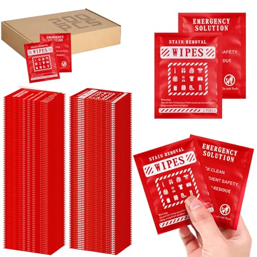 Timgle 200 Pcs Instant Stain Remover Wipes, Individually Wrapped,Red - color: Red