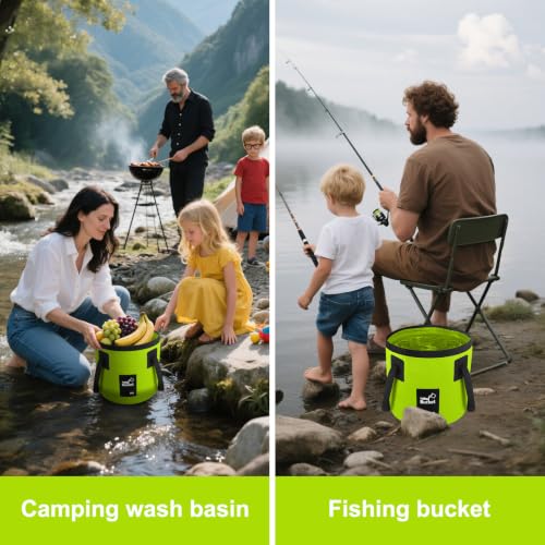 5 Gallon Collapsible Bucket with Handle Car Wash Bucket Cleaning Supplies - color: Lemon Green, size: 20L