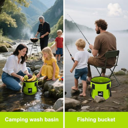 5 Gallon Collapsible Bucket with Handle Car Wash Bucket Cleaning Supplies - color: Lemon Green, size: 20L