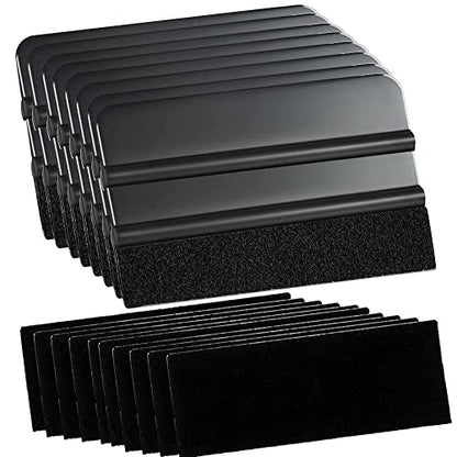 Gebildet 8Pcs Black Squeegee 4 Inch for Car Vinyl Film Wrapping Decal Squeegee Window Tint Work + 10pcs Black Felt - color: Black-e1003
