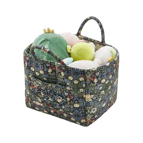 Boho Fabric Storage Basket, Large Capacity Laundry Basket, 12.2'' x 10.23'' x 10.23'' Collapsible Laundry Hamper with Easy Carry Handles (Blue, L) - color: Blue
