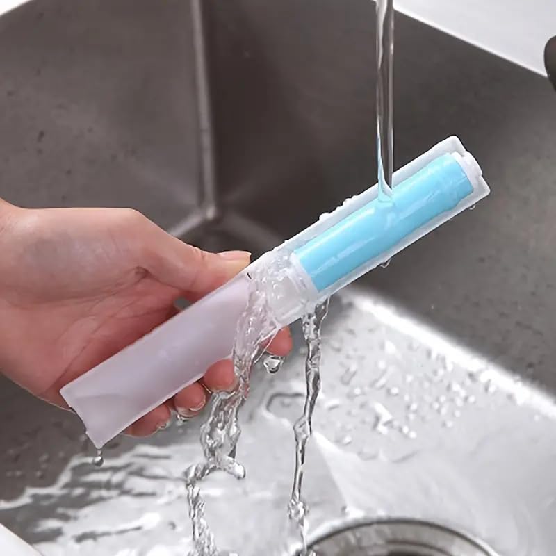 6pcs Reusable lint Roller, Reusable Foldable Portable Clothes Washing Carpet Sheets dust Suction Brush Picker Set Cleaner,Pet Hair Remover Brush (6, Blue) - color: Blue