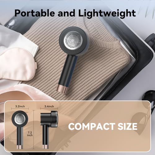 Rechargeable Fabric Shaver, 6-Leaf Blades, LED Display, 3 Speeds - color: Black