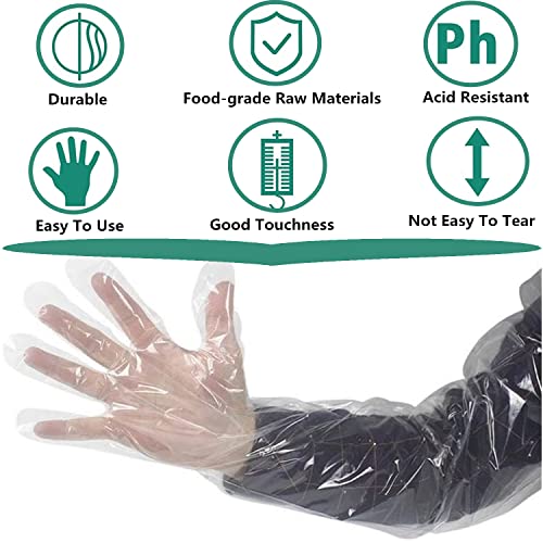 50pcs Long Disposable Gloves, Extra Long Full Arm 34inch - Veterinary Insemination Rectal Gloves for Field Dressing, Gutting Deer, Gardening, Painting
