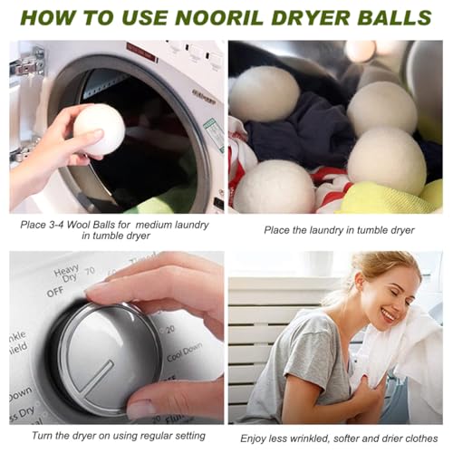Wool Dryer Balls Reusable Laundry Dryer Balls Natural Fabric Softener Dryer Sheets Replacement for Reducing Clothing Static and Wrinkles, Set of 6PCS
