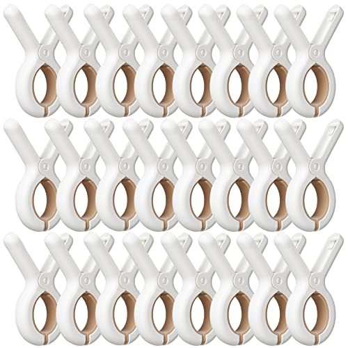 24 Pack Plastic Clothes Pins with Strong Anti-Rust Springs,Heavy Duty Beach Towel Clips,Laundry Clothespins to Keep Your Towel, Clothes, Blankets to Dry on Clothesline and Hanging Rack - color: 24 Pack