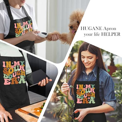 Sourdough Bakers Gifts Apron with Pockets, Baking Lovers Gifts, in My Sourdough Era Waterproof Adjustable Cooking Apron for Kitchen Dishwashing Grilling