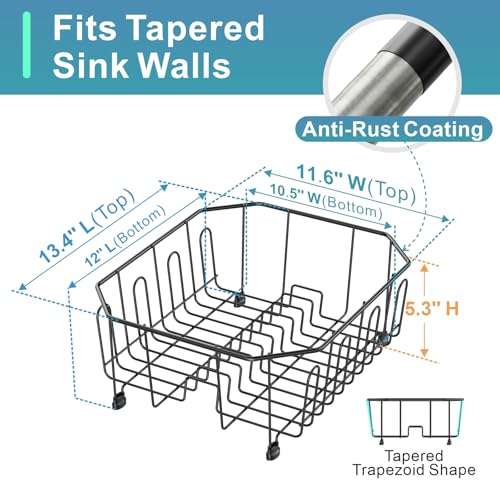 GSlife Small in Sink Dish Drying Rack - Stainless Steel for RV Kitchen - color: Black, size: Small - 13.4" x 11.6" x 5.3"