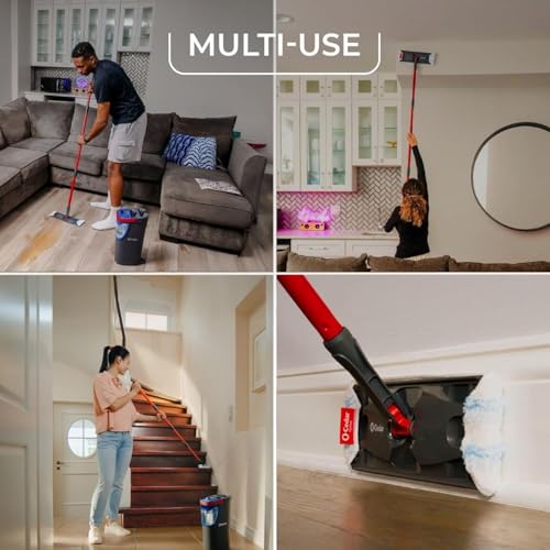 O-Cedar H2prO Flat Mop System with 2 Mop Head Refills | Quick Cleaning Tool | Clean with Clean Water | Machine Washable Reusable Microfiber Mop Pad | Safe on Wood Floors, Vinyl,Tile, Baseboards, Walls - size: H2prO + 2 Refills