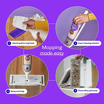 Swiffer Power Mop Wood, Hardwood Floor Cleaner for Mopping Home, Bathroom, Kitchen, All Purpose Multi-Surface Cleaning Set includes PowerMop Wood, 2 Pads, 1 QuickDry Lemon Solution, & 2 Batteries