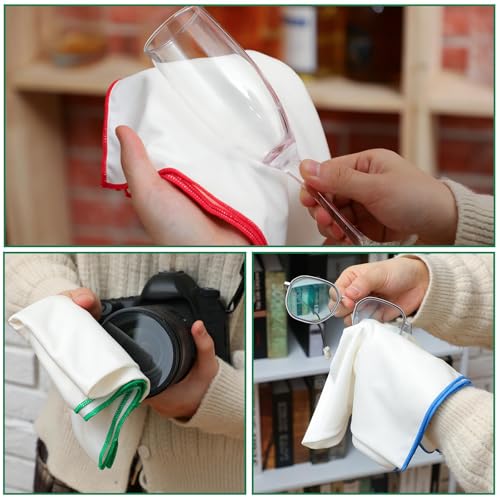 VitalCozy 6 Pcs Polishing Cloths for Wine Glass, Burgundy, Blue, Green - color: Burgundy, Blue, Green