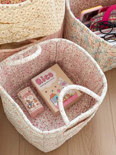 Storage Basket Boho Fabric Large Collapsible Floral Laundry Nursery Hamper Portable Folding Storage for Clothes Toys (Green Floral) - color: Green Floral