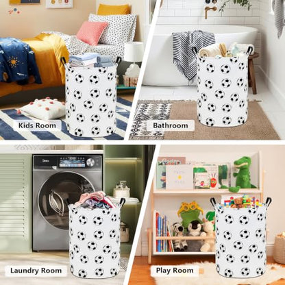 QUEENLALA Foldable Waterproof Round Fabric Laundry Basket Home, Football - color: Round-Football
