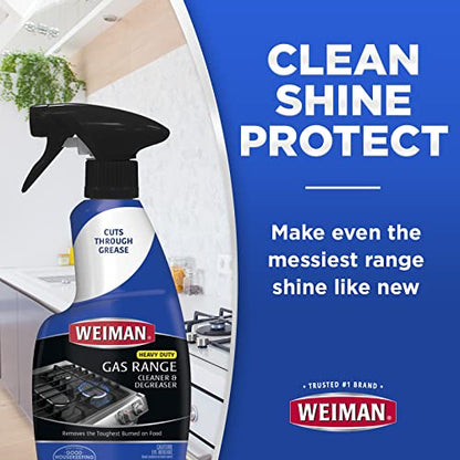 Weiman Heavy Duty Gas Range & Stove Top Cleaner and Degreaser - 4 Pack, 24 Ounces with MicroFiber Cleaning Towel - size: (Pack of 4)