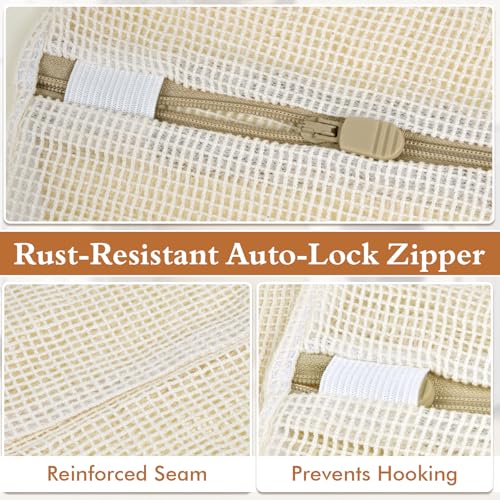 Natural Cotton Mesh Laundry Bags 12x16" 3-Pack,Gentle Wash for Lingerie, Baby Clothes & Travel Essentials