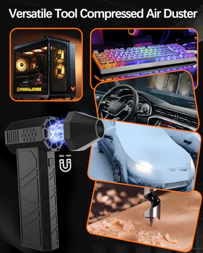 P2 Compressed Air Duster-130000RPM Super Power Electric Air Duster, 4-Gear Adjustable Mini Blower with Fast Charging, Dust Blower for Computer, Keyboard, House, Outdoor and Car