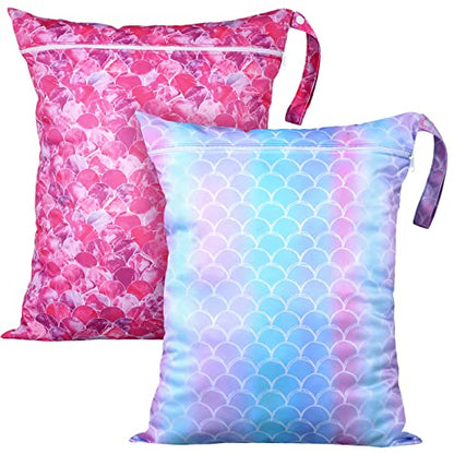 Shappy 2 Pack Wet Dry Bag Travel Laundry Waterproof,Mermaid Style - style: Mermaid Style