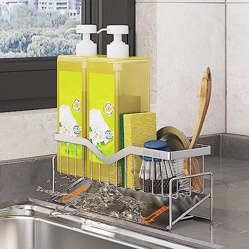 Sponge Holder for Kitchen Sink, Quick Draining, SUS 304 Stainless Steel Sponge Organizer, Basket for Cleaning and Scrub Tool, Kitchen Sink Brush Caddy Holder,Large Size and Capacity - size: Large size