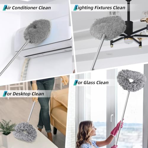 DRQ Ceiling Fan Cleaner Duster with 13-48 in Extension Pole, Grey - color: Gray, size: 13-48 Inch