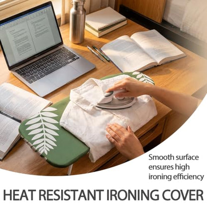 SheeChung Small Ironing Board 12"x32",Mini Iron Board with Metal Mesh Base - style: Green Leaf-32x12
