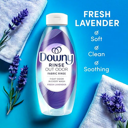 Downy RINSE & REFRESH Laundry Odor Remover and Fabric Softener, Fresh Lavender, 48 fl oz, Safe on ALL Fabrics, Gentle on Skin, HE Compatible - size: 48 Fl Oz (Pack of 1)