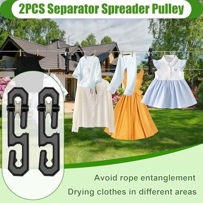 Outdoor Clothesline Kit, Clothes Line Pulley Kit for Outside