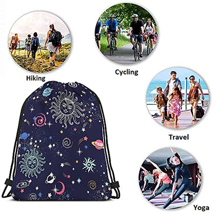 Space Galaxy Constellation Drawstring Backpack Bag Sun Moon Cosmic Field Astronomy Stars Universe Sport Gym Sack String Bag Yoga Bag for Men Women - color: Multi-a111