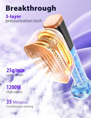 Travel Steamer for Clothes with 180 ml Water Tanks,15s Fast Heat-up,24 g/min Strong Steam Performance, Portable Garment Steamer with Touch Control, LED Display, Steam Iron Black - color: Silk Black