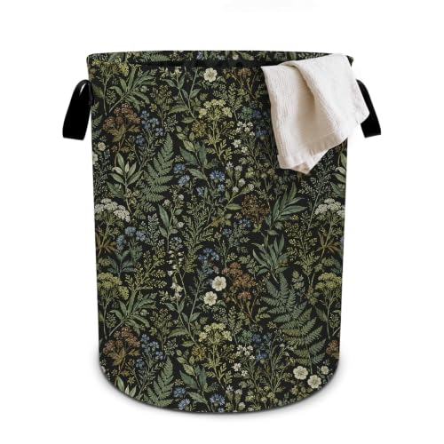 Vintage Herbs Floral Laundry Basket Laundry Hamper With Handles Collapsible Laundry Baskets Storage Basket For Room Bathroom Bedroom Decor - color: Vintage Herbs