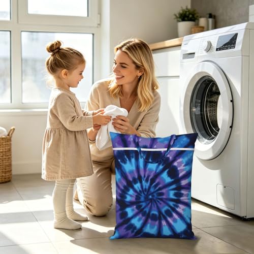 Tie Dye Blue Purple Travel Laundry Bags Cloth Diaper Wet Bags Handle Washable Dirty Clothes Bags Wet Dry Bag Suitcase Gym Swimming Pool College Dorm Wet Bag - color: 1 PC7, size: One Size
