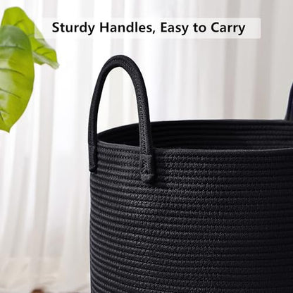 80L Large Black Laundry Basket Tall Woven Hamper for Clothes - color: Black, size: Extra Large (80L)