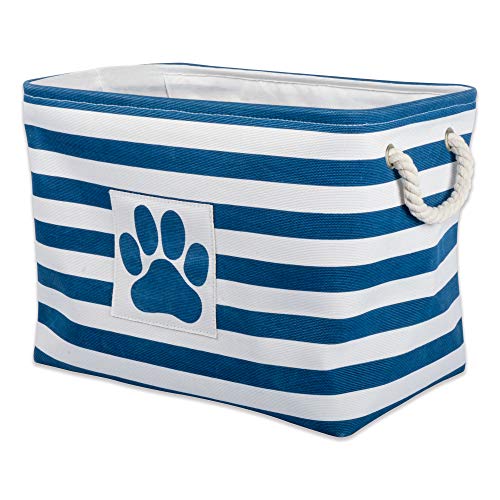 Bone Dry Pet Storage Collection Striped Paw Patch Bin, Large Rectangle, Navy - color: Navy, size: Large Rectangle
