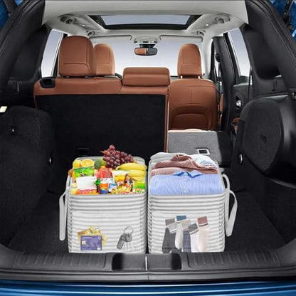 LHZK Standing Extra Large Utility Tote Bag with Metal Wire Frame and the Sides Rinforced, Extra Large Tote Bag with Handle, Reusable Grocery Bags Foldable, Beach Bag, Car Tote (Gray) - color: Gray, size: 22.5''x10.5''x12''-1 Pack