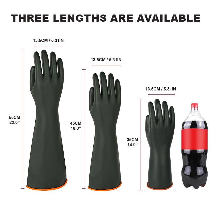 North Tower Heavy-Duty Latex Chemical Resistant Gloves,Long Rubber Gloves ﻿ - size: 14”