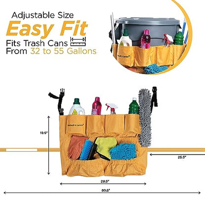 Trash Can Caddy Bag | Fits 32-55 Gallon Bin | Cleaning Janitorial Organizer