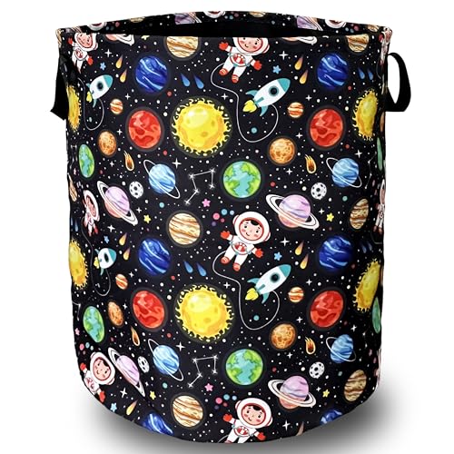 Funny Astronaut Laundry Basket Oxford Cloth Foldable Hamper 18.9x16.5In - color: Funny Astronaut Colorful Planet