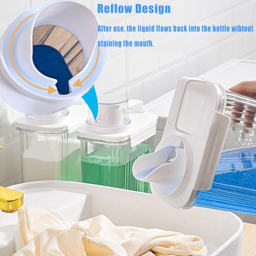 [2 Pack] Laundry Detergent Dispenser for Laundry Room Organization and Storage, 2800ml Laundry Soap Dispenser，Liquid Laundry Detergent Dispenser with 4 Removable Labels, BPA Free & Pet Plastic, Clear - style: 2800