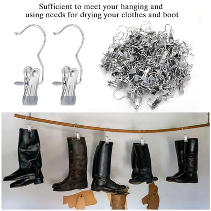Yinder 150 Pcs Boot Hanger Clips Laundry Hooks Stainless Steel Hooks,Gray - color: Gray