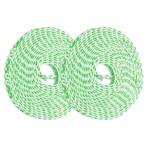 uxcell 2 Pcs Portable Travel Clothesline, 16.4ft Clothes Line Outdoors Travel Hanger Foldable Clothesline Rope with Hooks for Camping Hotel Backyard Home Cruise Ship, Green - color: Green, size: 5m/16.4ft