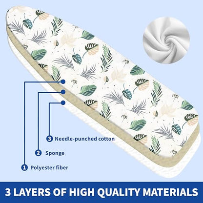 Ironing Board Covers and Pad 54x15 Scorch and Stain Resistant Ironing Pad - color: Green Leaves