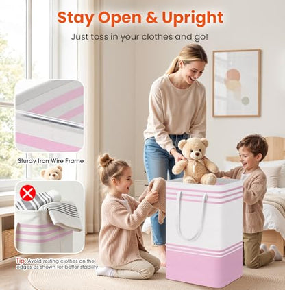 TranquilRelax 3-Pack Laundry Basket, Laundry Hamper, Pink-88L - color: Pink, size: 88L
