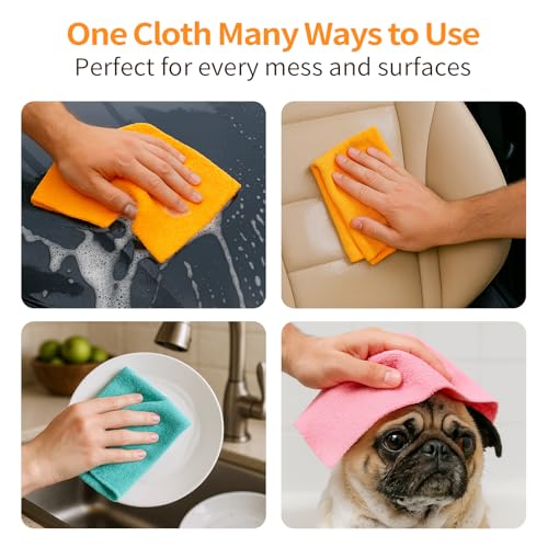 Viraelive Microfiber Cleaning Cloth Roll, 50 Sheets, White Waffle, 12"x12" - color: White Dots