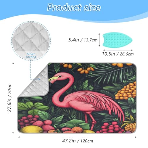 Ironing Mat Portable Ironing Pad Ironing Blanket for Table Top Heat Resistance Double-Side Using Travel Large 47.2 x 27.6 Inch Foldable Lightweight Cute Cartoon Flamingo and Tropical Fruits - color: Cute Cartoon Flamingo and Tropical Fruits
