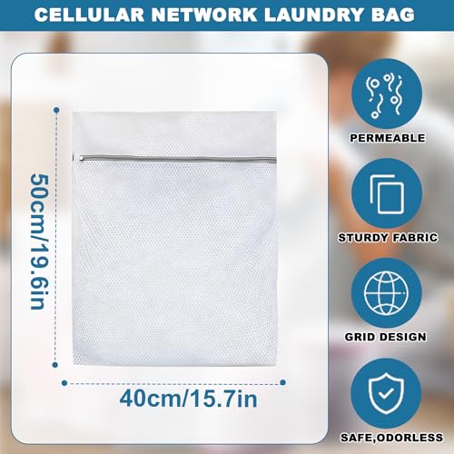 1PCS Mesh Laundry Bags, Protective Washing Bags with Zipper, Delicates Anti Tangle Anti Pilling Travel Storage, White, 15.6×19.5 in - size: 15.6×19.5 in