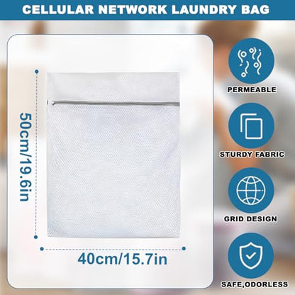 1PCS Mesh Laundry Bags, Protective Washing Bags with Zipper, Delicates Anti Tangle Anti Pilling Travel Storage, White, 15.6×19.5 in - size: 15.6×19.5 in