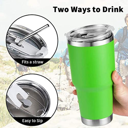D·S 30 oz Lime Tumbler Double Wall Vacuum Insulated Travel Coffee Mug - color: Lime Green